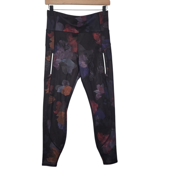 Athleta Pants - Athleta Womens Night Bloom Black Floral Rainier Printed Tights Leggings Medium